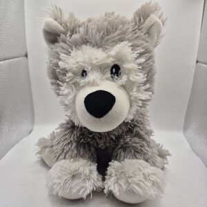 Warmies Wolf Plush Unisex 9in Microwavable Lavender Scented Weighted Grey White‎